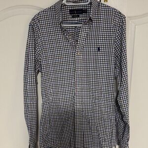 Ralph Lauren Men's Navy and White Plaid Shirt